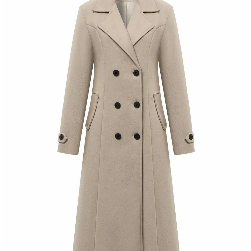 Stylish Beige Double-Breasted Trench Coat - Picture 2 of 6